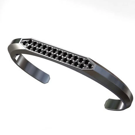 Jonc Pour Homme En Argent Avec Diamants Noirs 3 Jonc Pour Homme En Argent Avec Diamants Noirs