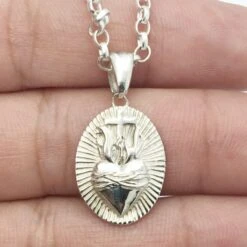Médaille Du Sacré Coeur De Jésus -Vivalatina Boutiqe medaillesacrecoeurjesusorblanc18carats 14