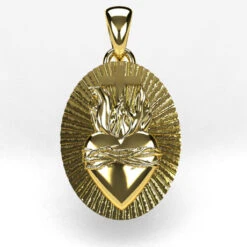 Médaille Du Sacré Coeur De Jésus -Vivalatina Boutiqe medaillesacrecoeurjesusorjaune18carats 2