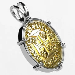 Pendentif Pièce De Monnaie En Or -Vivalatina Boutiqe pendentif piece de monnaie or blanc 2 Copy