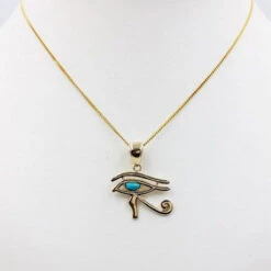 Pendentif Oeil D'Horus -Vivalatina Boutiqe pendentifoeilhorusorjaune18caratspierredeturquoise 1