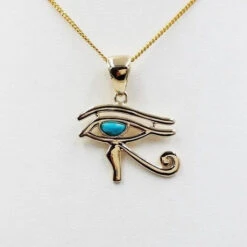 Pendentif Oeil D'Horus -Vivalatina Boutiqe pendentifoeilhorusorjaune18caratspierredeturquoise 2