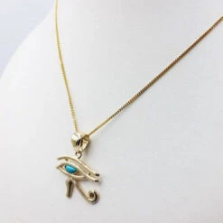 Pendentif Oeil D'Horus -Vivalatina Boutiqe pendentifoeilhorusorjaune18caratspierredeturquoise 4