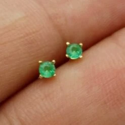 Boucles D'Oreilles Puce Emeraude -Vivalatina Boutiqe puce emeraude or jaune 2