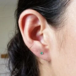 Boucles D'Oreilles Puce Emeraude -Vivalatina Boutiqe puce emeraude or jaune 5